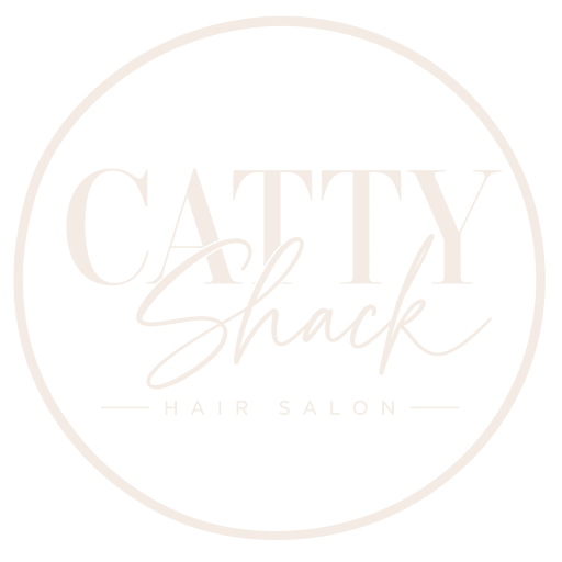 The round Catty Shack Hair Salon logo