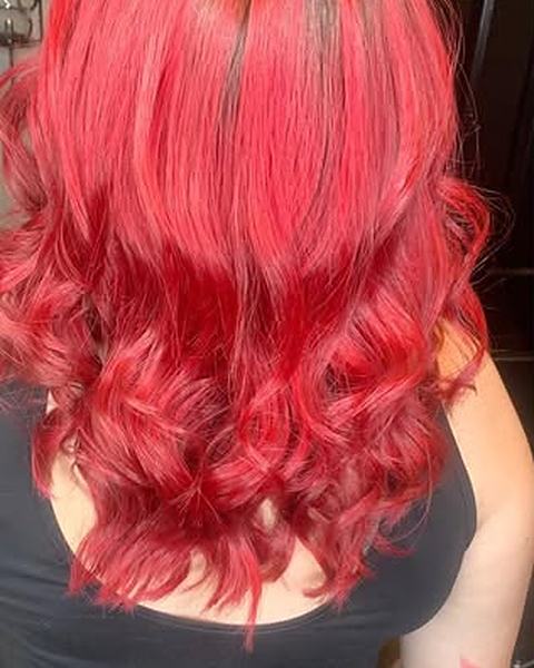 Bright vivid red waves, seen from the back