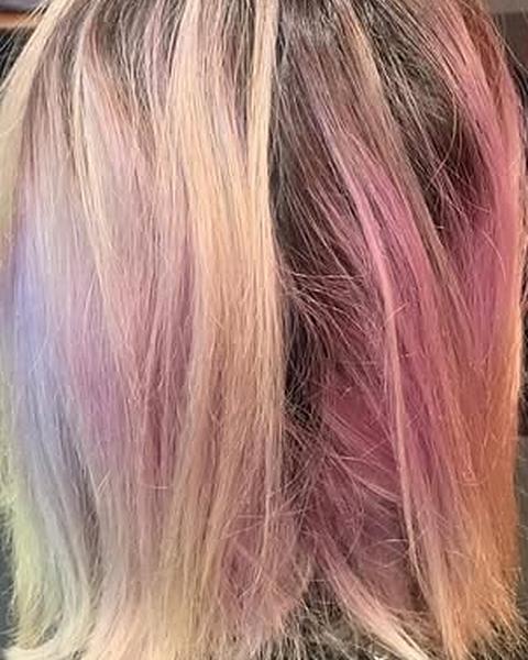 Pastel pink and lavender on blonde